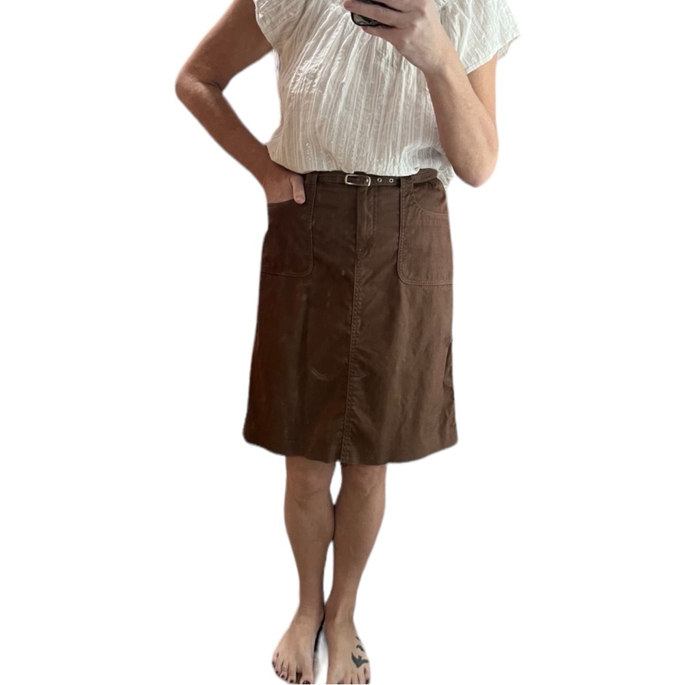 Anthropologie Cynthia Steffe Khaki Belted A Line Pencil Skirt - Picture 3 of 14